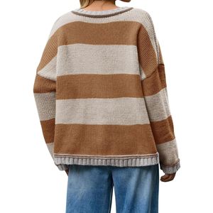 Suéter Personalizado con Rayas de Camello, Transpirable, Suave, Acrílico, Manga Larga, de Alta Calidad, Casual, para Mujer, Talla Grande - Product Image 2