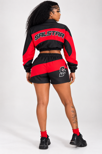 <b>Women</b>’s Custom <b>Tracksuit</b> Set 2 Piece Crop Jacket & Shorts Wholesale Athletic Sportswear Training Jogger Set Manufacturer - Product Image 3