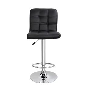Tabouret de bar moderne en cuir PU noir avec siège pivotant réglable, base en métal chromé, repose-pieds pour utilisation dans les hôtels, les comptoirs et les îlots de cuisine - Product Image 6