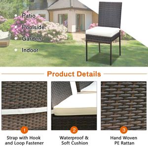 Set da Pranzo in Rattan per Esterni 5 Pezzi con Tavolo in Vetro e Sedie con Schienale Alto per Patio, Veranda e Giardino - Product Image 2
