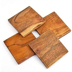 Juego de Posavasos de Madera Maciza de la Mejor Calidad Directo de Fábrica, Elegantes Posavasos Redondos y Cuadrados para Té y Cerveza, Juego de 4/6 Piezas - Product Image 4