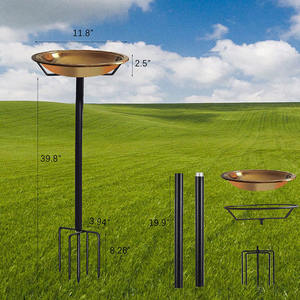 Bird bath vintage bird bath metal outdoor accessory landscape decor bird sanctuary <b>feeder</b> tray decorative yard stake garden - Product Image 3