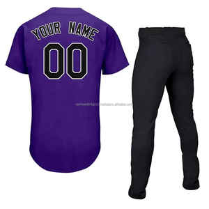 Custom Full <b>Button</b> Baseball Softball Uniform Men's Adult Sets Pants Shirt Plus Size Custom Team Name 100% Polyester Quick Dry - Product Image 4