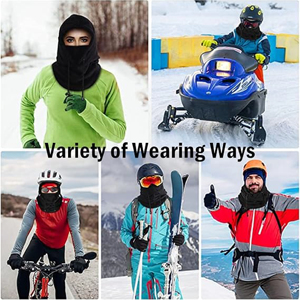 Pasamontañas de Forro Polar Cálido para Invierno, Máscara de Esquí Cortavientos con Capucha, Cubre Rostro Completo, Calentador de Cuello con Cordón para Ciclismo y Deportes al Aire Libre - Product Image 4