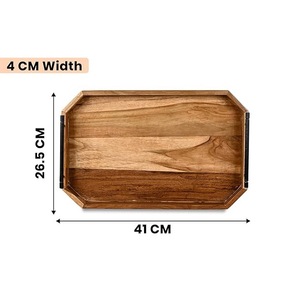 Bandeja Decorativa de Madera de Acacia Natural Moderna y Ecológica con Asas, para Servir en Hoteles, Restaurantes y Fiestas, Venta al Por Mayor Personalizada - Product Image 5