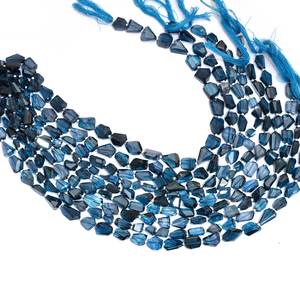 Topaze bleue AAA 9x11mm-11x14mm, pépites facettées naturelles, taille London, pierres précieuses rares, perles taillées à la main pour bijoux - Product Image 4