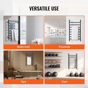 Scaldasalviette Moderno a 8 Barre da Parete, Impermeabile IPX5, con Timer e Display LED per Bagno - Product Image 2