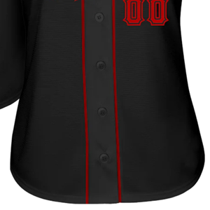 Maillot de baseball noir et rouge pour homme, chemise d'équipe à boutons, uniforme de performance athlétique pour entraînement et match, vêtement de sport léger - Product Image 6