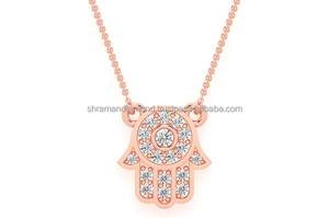 Trendy Unique Design Luxury Unisex Trendy Fashion 10K <b>Solid</b> <b>Gold</b> Custom Iced Hamsa Hand Moissanite Diamond <b>Pendant</b> Birthday - Product Image 5