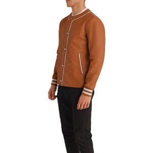 Offre Spéciale personnalisé unisexe qualité supérieure imperméable respirant hiver col en V coupe-vent Bomber manteau laine soie veste en cuir - Product Image 2