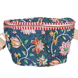 Sac bandoulière matelassé en coton imprimé à la main avec fermeture éclair, motif floral tendance, sac banane - Product Image 2