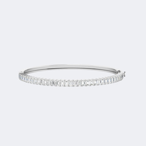 3.50 CTW Emerald Shape Diamond Bangle Tennis <b>Bracelet</b> - Product Image 5