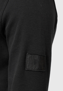 Pull à col zippé pour homme, coupe classique, en velours côtelé noir uni, avec logo sur le devant, doublé, décontracté, col rond, respirant pour l'hiver - Product Image 6