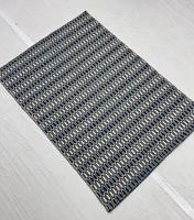Handgeknüpfter Wollteppich mit Geometrischem Muster, Natürliches Braun-Schwarz, Flachflorig, Haustierfreundlich, Handgefertigter Moderner Teppich