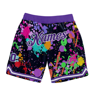 Pantalones Cortos de Baloncesto Sublimados en Morado y Verde para Hombre, Pantalones Cortos Deportivos de Poliéster para Equipo, Ropa Deportiva Ligera para Partidos - Product Image 1