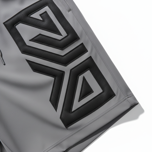Men's Solid Gray Polyester Canvas Board Shorts with Front Drawstring <b>Elastic</b> Waist Quick Dry Casual Style - Product Image 2