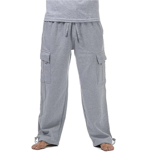 Pantalon de jogging cargo en velours côtelé 100 % coton pour homme – Idéal pour la gym, l'entraînement, le fitness, le jogging, la course à pied – Coupe droite et ample – Vêtement de sport - Product Image 2