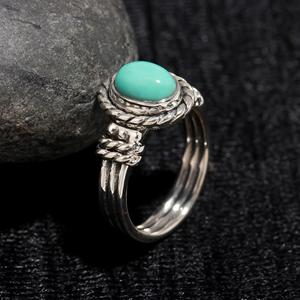 Handmade Vintage Adjustable Cluster <b>Ring</b> Natural Mojave Turquoise Bezel <b>Set</b> Oval Cut <b>Sterling</b> <b>Silver</b> for Weddings Parties Unisex - Product Image 3