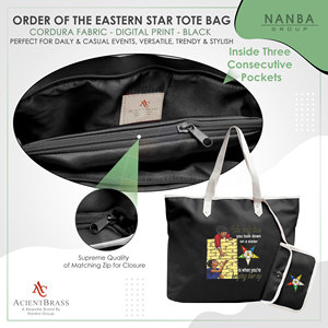 Sac fourre-tout noir brodé Eastern Star, logo OES Order Of The Eastern Star Sister Keeper - Product Image 5