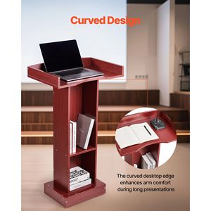 Elegante supporto per podio in legno da 41 pollici con ripiano portaoggetti per aula e chiesa per i mobili per la scuola - Product Image 3