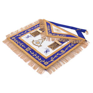 Tablier de Maître Ancien de Loge Bleue Maçonnique, Meilleures Ventes, avec Franges en Tresse Dorée et Broderie Dorée - Fournisseur de Regalia - Product Image 4