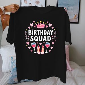 CULATA DE CUMPLEAÑOS con corona Rosa Camiseta de algodón puro Mujer ajuste cómodo - Product Image 1