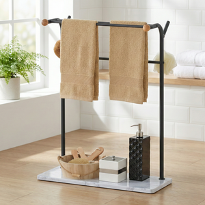 Venta al por mayor independiente baño toallero soporte con mármol MDF Base hogar almacenamiento muebles venta estante con calentador Taiwán - Product Image 1