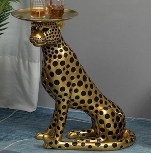 Animal <b>side</b> <b>table</b> tray top <b>gold</b> leopard statue panther figurine end <b>table</b> animal base accent <b>table</b> luxury <b>side</b> <b>table</b> - Product Image 6