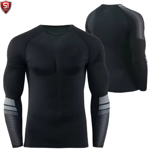 Unisex <b>Long</b> <b>Sleeve</b> <b>Compression</b> <b>Shirt</b> Crew Neck Sublimation Printed Gradient Color Quick Dry Breathable Full <b>Sleeve</b> Sports Body - Product Image 1