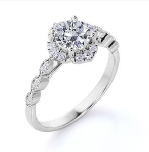 แหวนหมั้นมอสซาไนต์ทรงบริลเลียนต์แบบโบราณ 1.25 กะรัต เงินแท้ 925 ชุบทอง ประดับเพชรแบบหนามเตย ดีไซน์หรูหรา - Product Image 3