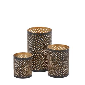 Nouvel Arrivage – Ensemble de 3 Bougeoirs en Fer Gravé et Découpé, Noir et Or, Décoration Maison, Noël, Taille et Forme Personnalisables - Product Image 2