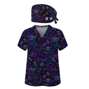 Unisex Classic White Cotton <b>Scrub</b> <b>Sets</b> with Jersey Fabric Needle Detection Professional Medical Nurse Uniform for Hospital Use - Product Image 1