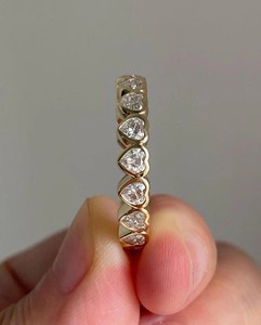 Anillo de Eternidad de Oro, Banda con Diamantes Cultivados en Laboratorio, Anillo de Boda Semimontado, Banda de Oro Apilable para Mujer - Product Image 4