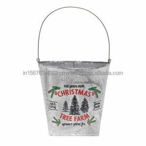 Maceta galvanizada de suministro a granel con maceta terminada personalizada pintada a mano y maceta de Navidad para el hogar de buena calidad - Product Image 1