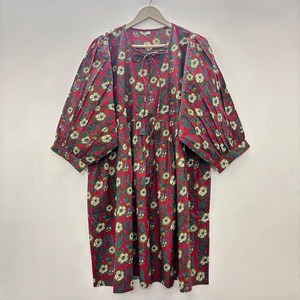 เดรสลำลองผู้หญิง ผ้าทอ 100% คอตตอน ลายพิมพ์ดอกไม้/สีพื้น แต่งโครงสร้าง แขนสั้น เอวทรงเอ็มไพร์ ทรงเบบี้ดอลล์ - Product Image 1