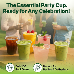 Gobelets jetables transparents compostables de 12 oz pour boissons froides, écologiques, en PLA, sans BPA, biodégradables, anti-fuite, recyclables, adaptés au congélateur, lot de 50 - Product Image 3