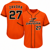 Fabricant de maillots de baseball orange personnalisés, vente en gros, uniforme d'équipe à boutons, chemise de sport en polyester, OEM ODM, marque privée, en gros