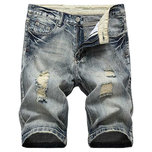 Shorts Bermuda en jean délavé pour homme, taille mi-haute, fermeture boutonnée, style décontracté, 100 % coton tissé, poches respirantes - Product Image 4
