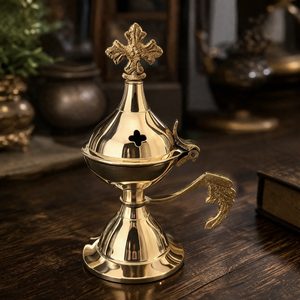 Quemador de Incienso de Latón Hecho a Mano, Censero de Iglesia de Latón Pulido Brillante, Thurible Religioso de Metal, Soporte para Incienso, Proveedor Mayorista - Product Image 1