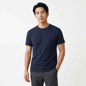 เสื้อยืดคอกลมแขนสั้นผู้ชาย สีพื้น ผ้าฝ้าย ทรงปกติ สไตล์ลำลอง ผ้าเจอร์ซีย์ถัก ดีไซน์เรียบ - Product Image 6