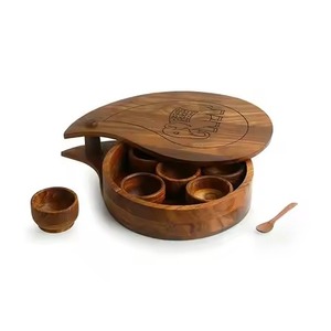 Wooden <b>Masala</b> Dabba Spice Storage <b>Box</b> Multi Section Organizer for Kitchen Cooking Ingredients and Seasoning - Product Image 5