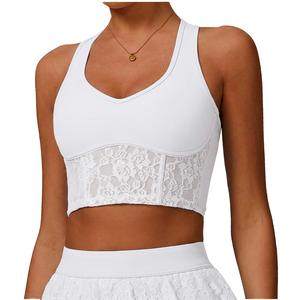 Women's Light Blue Sports Bra V-Neck Medium <b>Support</b> Breathable Seamless <b>Athletic</b> Top - Product Image 3