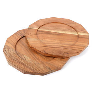 Plateau de service octogonal en bois Plateau en bois d'acacia Plateau Parties Pizza Snacks Plateau Plat personnel Charcuterie Planche Assiette à fromage - Product Image 6