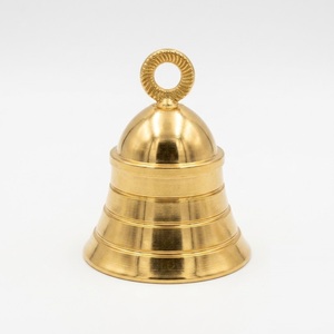 Handcrafted Pure <b>Brass</b> Two-Tone Pooja <b>Bell</b> Morpankh Design Traditional Gold Silver Polish Prayer Home Temple IMPERIAL <b>BRASS</b> - Product Image 3