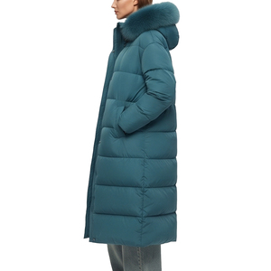 Manteau long matelassé pour femme avec capuche en fourrure, coupe-vent, doudoune longue d'hiver à manches longues, rembourrée en duvet - Product Image 4