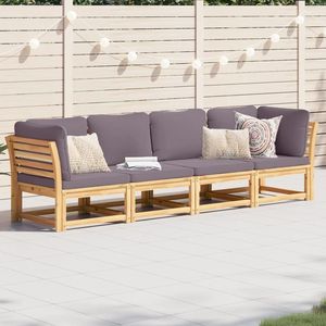 Ensemble de salon de jardin gris foncé avec bois naturel pour l'aménagement extérieur - Product Image 3