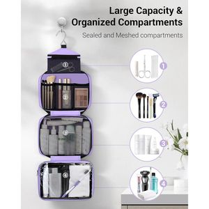 Borsa da Toilette Organizzatore per l'Igiene Personale Maliton per Uomini e Donne, 4 Scomparti, da Appendere, Impermeabile, per Viaggi - Product Image 2
