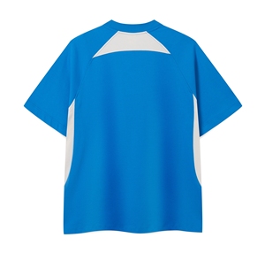 เสื้อยืดโอเวอร์ไซส์สีน้ำเงินสำหรับผู้ชาย แห้งเร็ว ระบายอากาศได้ดี ผ้าถัก ทรงสปอร์ต คอกลม แขนสั้น สไตล์สตรีทแวร์ - Product Image 2
