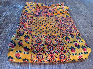 Bohemian Style Embroidered Cotton Cosmetic Bag Yellow Red Black Floral Pattern Foldable Medium Capacity No Zipper - Product Image 1