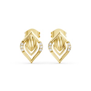 Pendientes de Diamantes de Corte Princesa en Oro Amarillo de Calidad Premium, Elegantes Pendientes de Diamantes de Corte Cuadrado para Mujer, para Bodas - Product Image 1